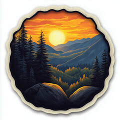 great smoky mountains national park illustration logo emblem patch badge