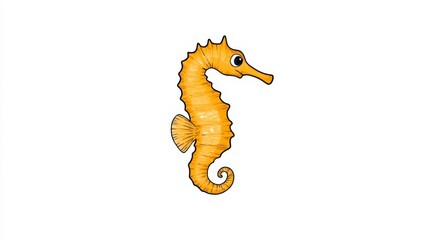 Wall Mural - Vivid and Whimsical Yellow Seahorse Illustration on a Clean White Background Perfect for Marine Life Projects and Creative Designs