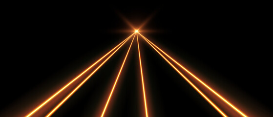 Wall Mural - orange laser beams, concert or nightclub spotlights light effect. lasers in motion, abstract perspec