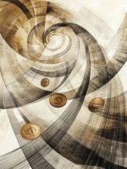 Leinwandbilder - Falling coins and price tags create an abstract visual, showcasing movement and flow through swirling, dynamic patterns and textures. Generative AI
