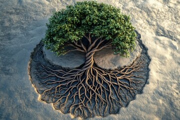 Fototapete - A beautifully crafted tree of life showcases intricate branches and roots, symbolizing unity, growth, and nature's harmony in a tranquil setting. Generative AI