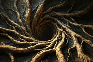 Leinwandbilder - An intricate depiction of a tree of life showcases deeply intertwined branches and roots, representing unity and growth in nature. Generative AI