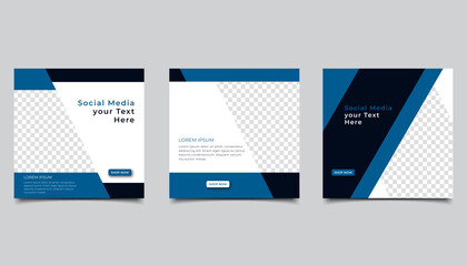 Wall Mural - set of editable minimal square banner template. suitable for social media post and web internet ads.