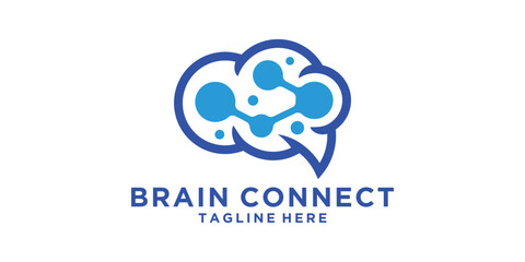 Wall Mural - logo design combination of brain and molecule,connect,dot,technology,logo design icon,vector,symbol,idea,creative.