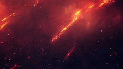 Poster - Abstract depiction of fiery cosmic elements against a dark backdrop.