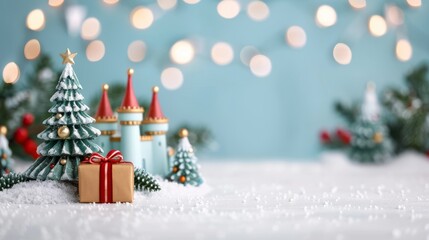 Wall Mural - Festive holiday scene with decorations and gifts.