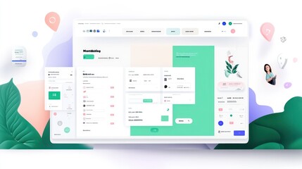 Fototapete - User interface design showcasing a modern dashboard with various features and options.