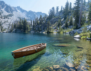 Wall Mural - Mountain Lake Rowboat