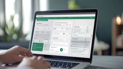 Leinwandbilder - A laptop displaying a user interface for data entry or management.