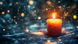 © adomon - Scenery of lighting candles outside in the snow