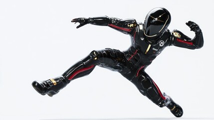 Poster - A dynamic pose of a futuristic robotic figure in a sleek black suit.