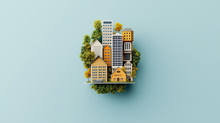 Aufkleber - vibrant cityscape model showcasing eco friendly buildings and greenery