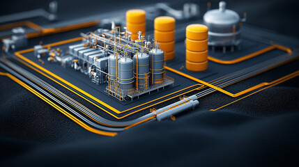 Aufkleber - detailed view of industrial facility with tanks and pipelines
