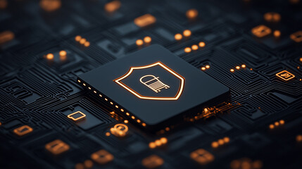 Poster - digital security chip symbolizing e commerce protection and safety