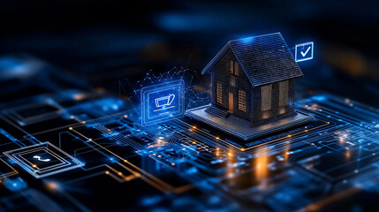 Poster - digital representation of smart home with technology elements