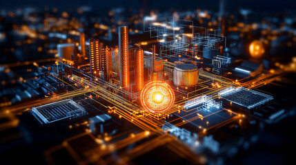 Aufkleber - modern industrial zone utilizing smart grids and technology