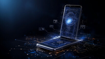 Poster - visually appealing concept of smartphone screen with digital elements