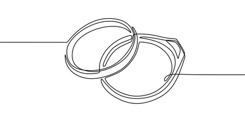 Wall Mural - Wedding Rings. Minimalist One Line Drawing Representing Love, Marriage, and Commitment.