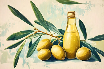 Poster - vintage illustrations of olives