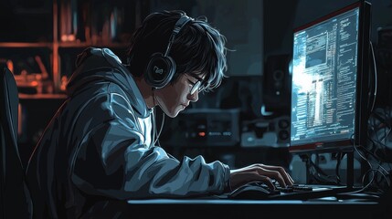 Professional hacker, programmer photo illustration