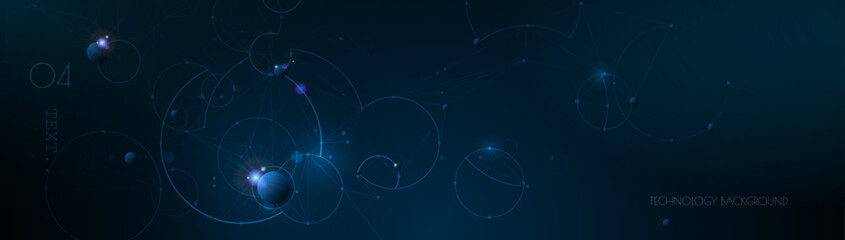 Wall Mural - vector molecule, network connected lines with dots, technology on blue background. abstract internet
