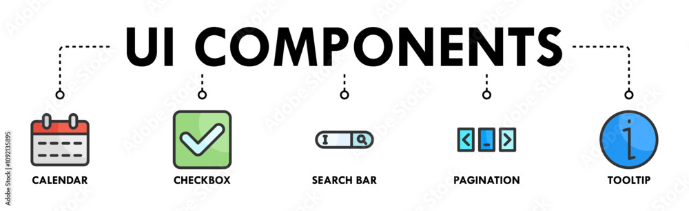 UI Components banner web icon illustration concept with icon of ...