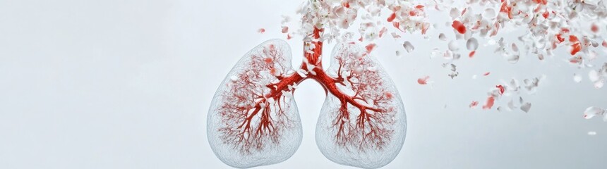 Poster - Artistic representation of lungs with red veins, symbolizing respiration and health.