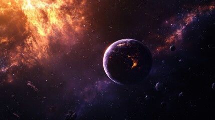 Wall Mural - Cosmic Wonder: Planet and Nebula