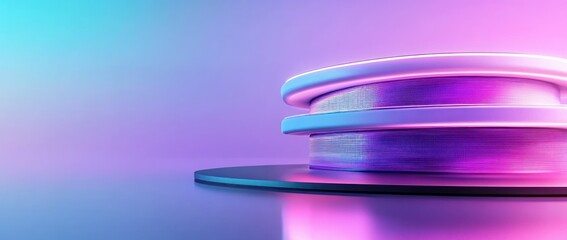 Leinwandbilder - A vibrant, abstract representation of spools with a colorful gradient background.