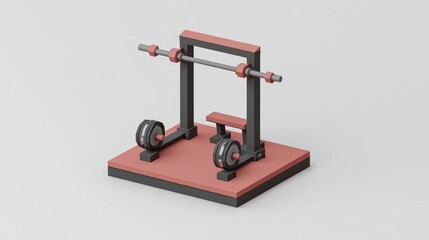 Wall Mural - A weightlifting bench with a barbell and weights for strength training exercises.