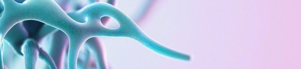 Poster - Abstract representation of biological structures with a soft gradient background.