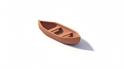 Fototapete - A simple, stylized boat model rendered in a minimalist design.