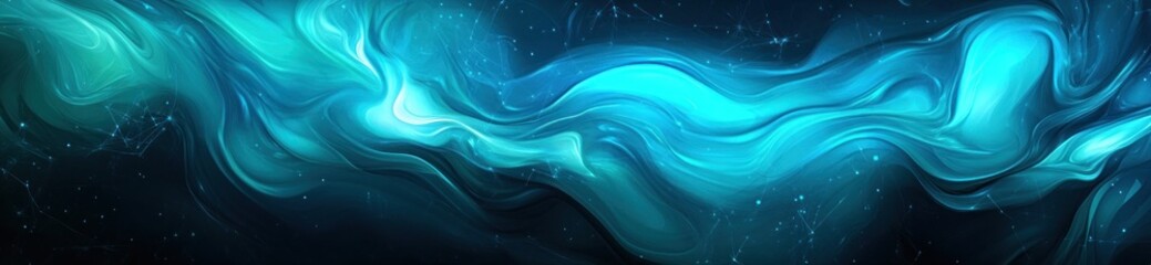 Fototapete - Abstract swirling blue and teal patterns on a dark background, evoking a sense of fluidity.