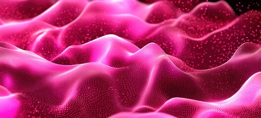 Poster - Abstract wavy surface in vibrant pink tones with a textured appearance.