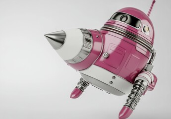 Aufkleber - A stylized pink rocket with a pointed nose and metallic details, suggesting playful design.