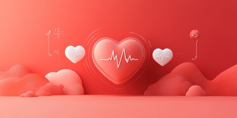 Poster - A stylized heart graphic with a heartbeat line, emphasizing health and wellness.