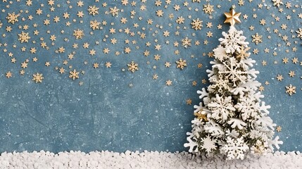 Wall Mural - Festive winter scene with a decorated Christmas tree.