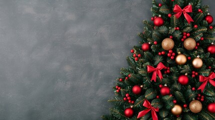 Wall Mural - Festively decorated Christmas tree with ornaments.