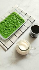 Wall Mural - green cendol seeds, coconut cream and palm sugar syrup 