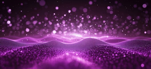 Fototapete - A vibrant abstract representation of waves and particles in a purple gradient.