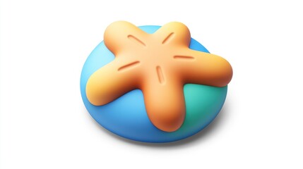 Fototapete - A colorful, playful star-shaped object on a circular base, designed for fun or decoration.