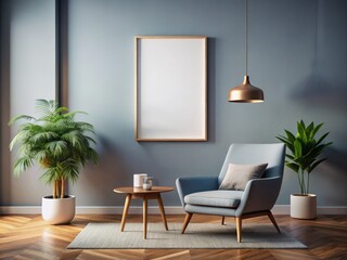 Wall Mural - Captivating Interior Scene Featuring a Blank Canvas on the Wall, Inviting Creativity in an Empty Room with Modern Decor, Ideal for Wall Art Inspiration and Decor Ideas