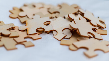 Aufkleber - Puzzle pieces representing business strategy and collaboration concepts in a creative workspace environment