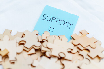 Poster - Business support strategies office environment visual content positive vibe close-up view team collaboration concept