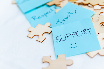 Poster - Business support strategies building trust and respect in team environments with collaborative tools