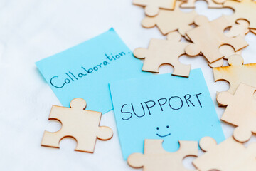 Poster - Collaboration and support in business office environment conceptual imagery creative perspective for team dynamics