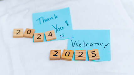 Aufkleber - Business year-end reflections and new beginnings office desk photo bright space close-up planning for 2025