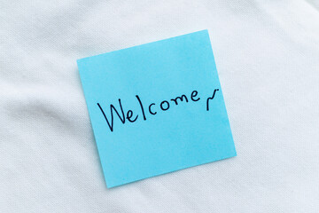 Fototapete - Welcome note signifying business engagement office space visual communication professional environment close-up view brand awareness