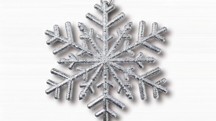 Wall Mural - Silver snowflake ornament on a light background.