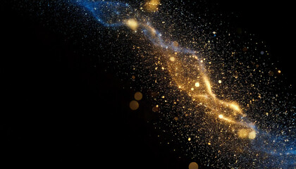 Wall Mural - abstract flowing fluid light particles purple and blue on black background in concept technology, sc